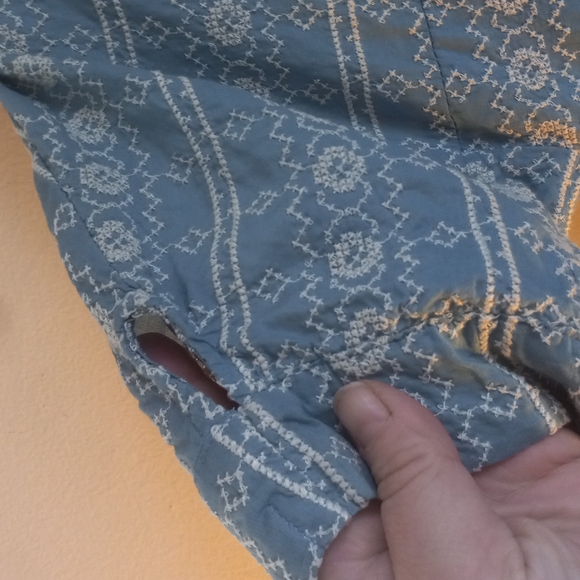 Madewell 100% Cotton Blue & White Embroidered Short Sleeve Midi Dress W/ Pockets - Picture 4 of 11